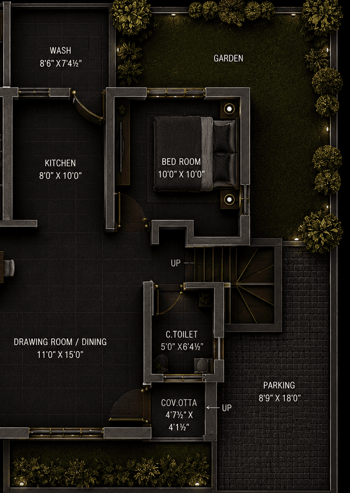 Golden Homes 3 BHK Villa - Ground floor plan