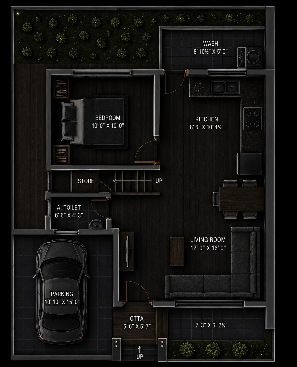Golden Villa 4 BHK Row Villa - Ground floor plan